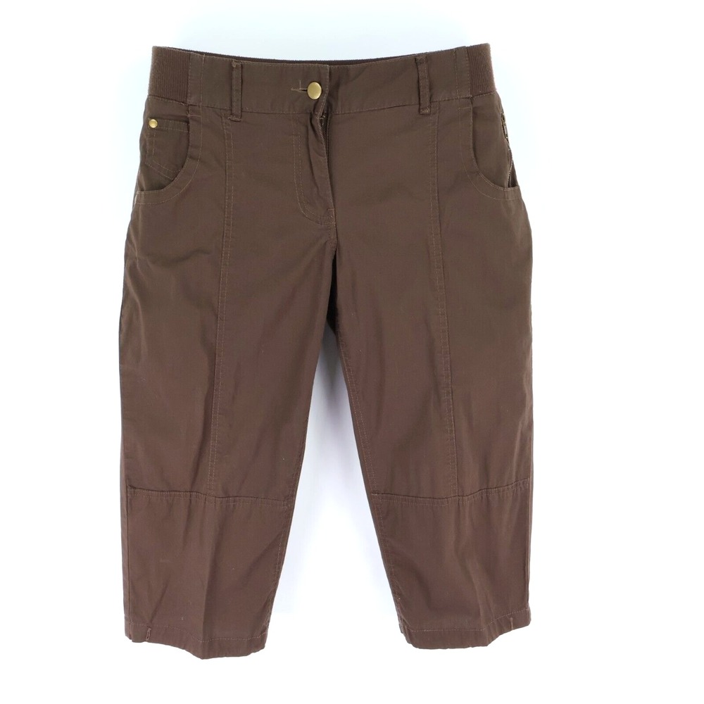 Dots Capri Pants Womens Size 8 Dark Brown Cotton Stretch Waist Mid Rise Pockets
